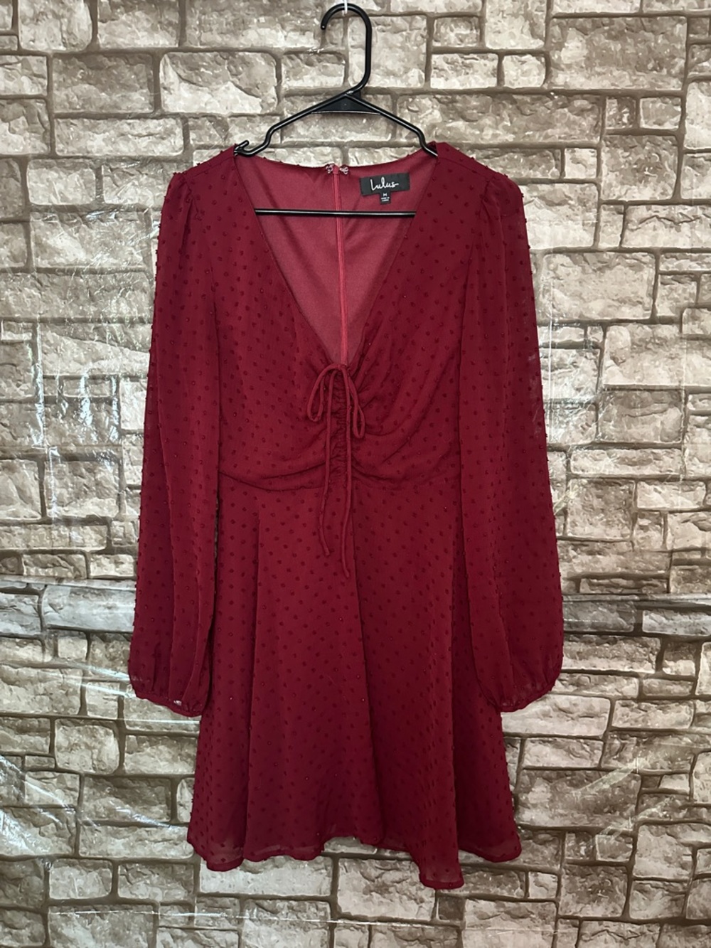 Lulus Long Sleeve Sheer Sleeve Knee Length Dress Size Medium